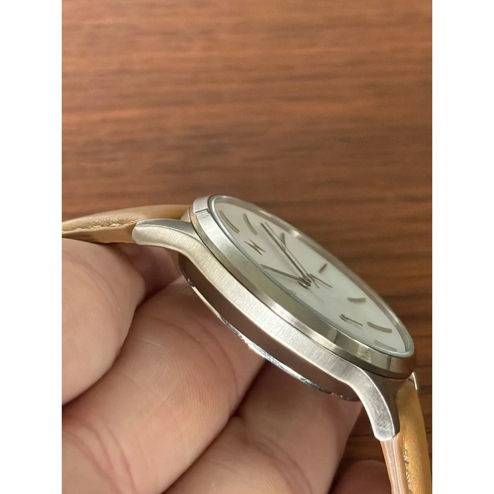 MVMT Duet Chronograph Watch Brown Leather Band Women Classy Analog Needs Battery